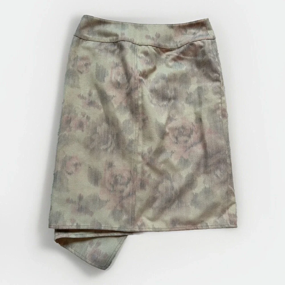 Max Mara Floral Asymmetrical‎ A Line Wrap Skirt 6 Italian Quiet Luxury Designer